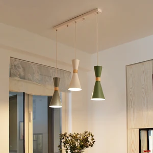 Modern Pendant Lights E27 Macaron Creative Wood Hanging Lamp for Living Room Bedroom Dining Table Bedside Home Interior Lighting