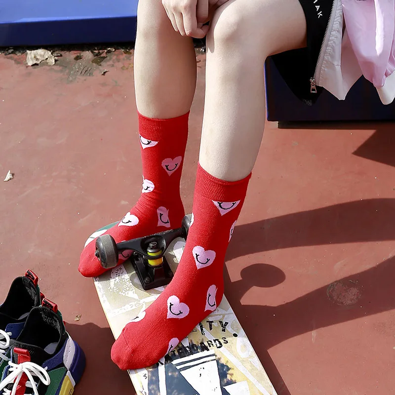 Осень/Зима [EIOISAPRA] Веселая Улыбка Модные уличные носки хип хоп парные забавные из