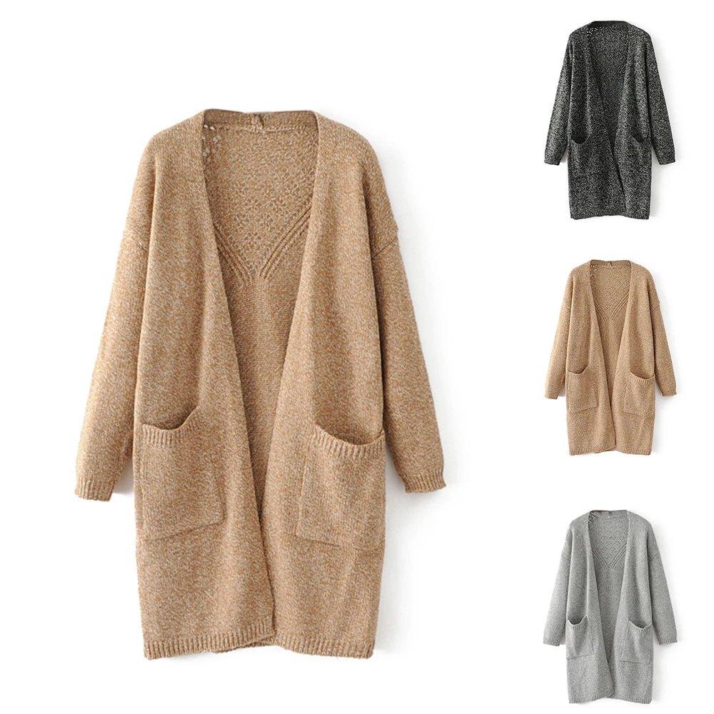 MoneRffi Женские Длинные рукава открытый передний массивный теплые кардиганы 2019