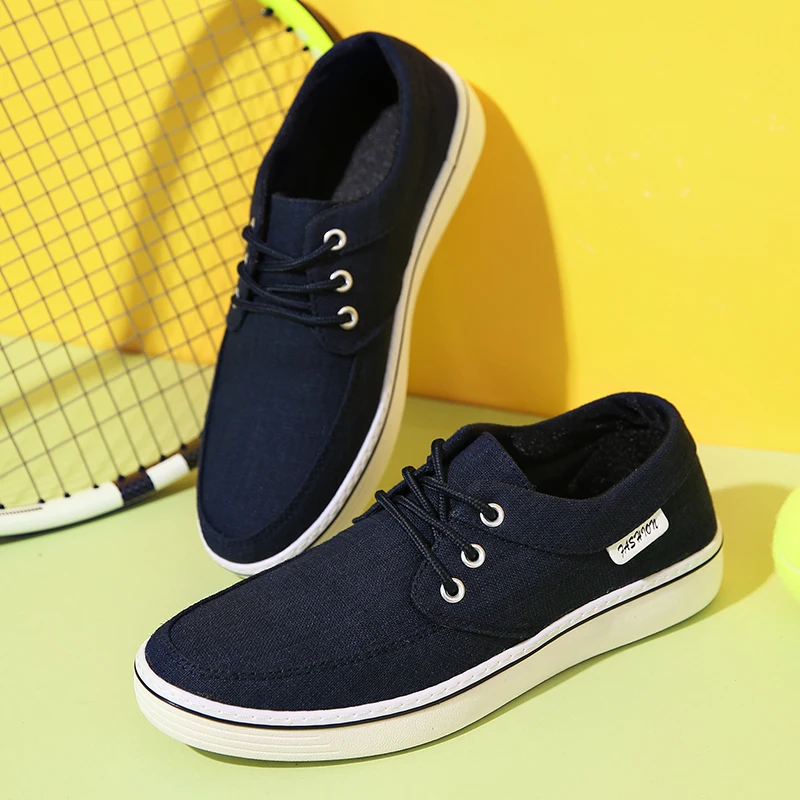 

2021 Male Sport Sneakers Man Outdoor Flat Loafers White Black Canvas Mens Walking Shoes Zapatillas De Deporte Hombre Size 39-46