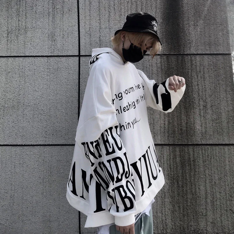 

Мужская толстовка с капюшоном, белая, свободная, для отдыха, для подростков, бейсбола, уличная одежда, большие толстовки с надписью на англий...