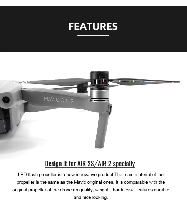 

Rechargeable LED Light Flash Low-Noise Foldable Quick-Release Propellers with USB Cable Compatible for Mavic Air 2 Drone