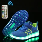 Светящиеся кроссовки для девочек и мальчиков, детская повседневная обувь с радиоуправлением, со светящейся подошвой, Размеры 25-37