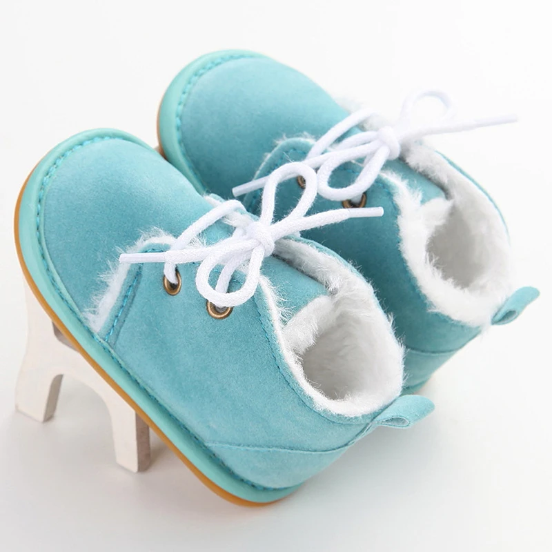 

2023 Baby First Walkers Newborn Infant Toddler Baby Boys Snow Booties Fur Boots Winter Warm little Kids Strappy Shoes 0-18M