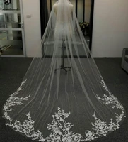 beautiful wedding veil with lace appliqued comb one layers soft net one layer bridal veils white ivory