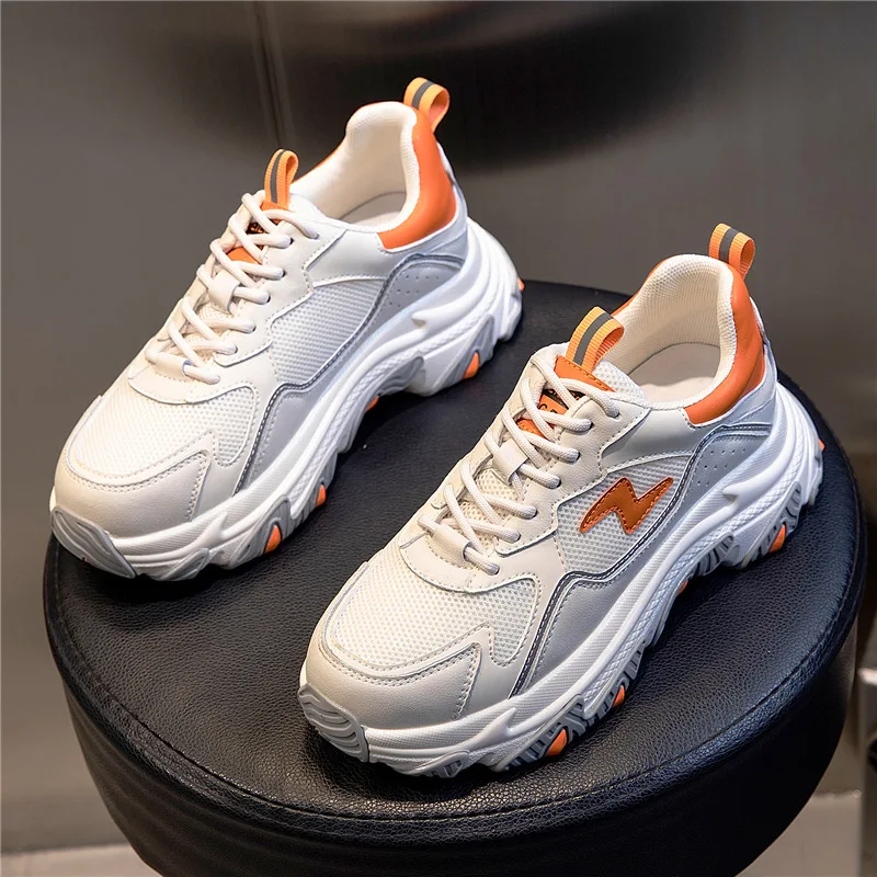 

Genuine Leather White Shoes Women Platform Sneakers Breathable for Summer 2021 Female Casual Shoes Spring White Sneakers