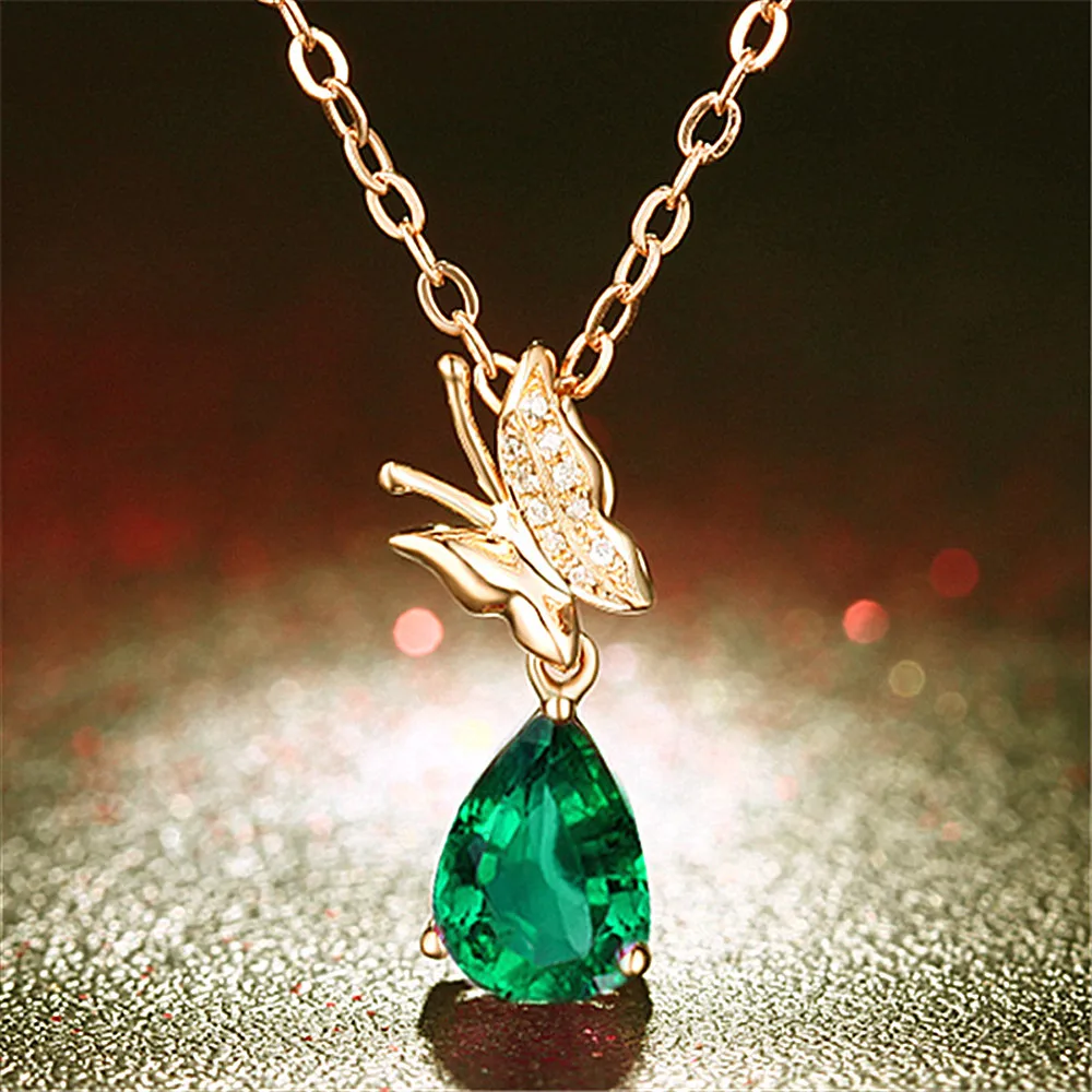 

Элегантные шикарные ожерелья-бабочки с зелеными кристаллами и изумрудами, ожерелья с подвесками из драгоценных камней для женщин и девушек...