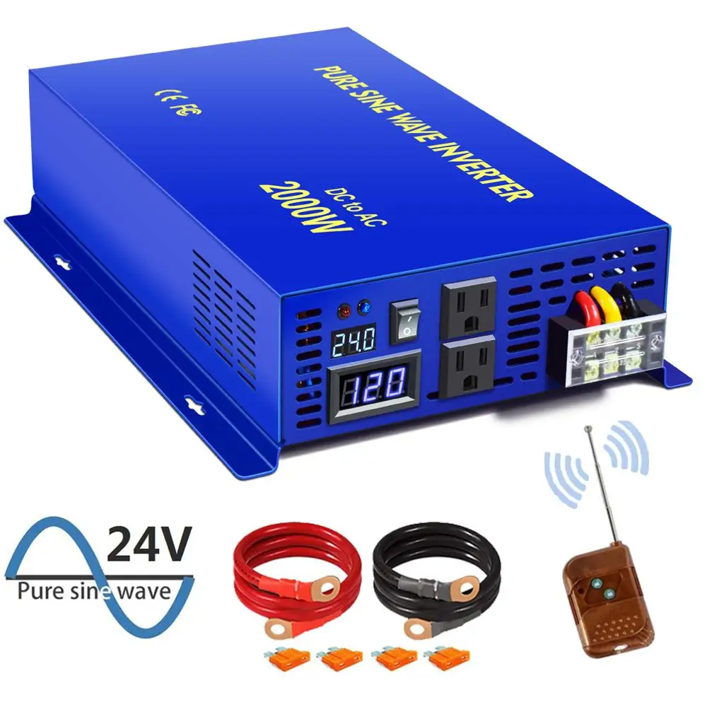 

XYZ INVT 2000 watt Off Grid Power Converter Pure Sine Wave Inverter 12v 24v 36v 48v dc to ac 120v 240V Remote Switch
