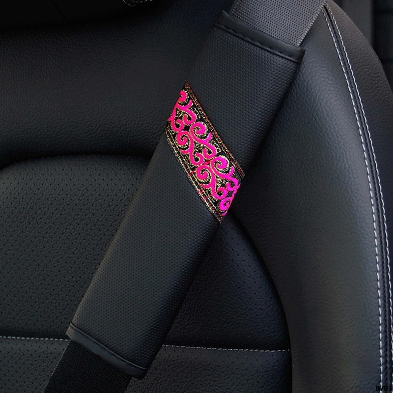 

Car Seat Belt Shoulder Pad Cover Auto Protector Safety Belt Cover Shoulder Padding Harness Cover Cushion Golden Silk Auspicious