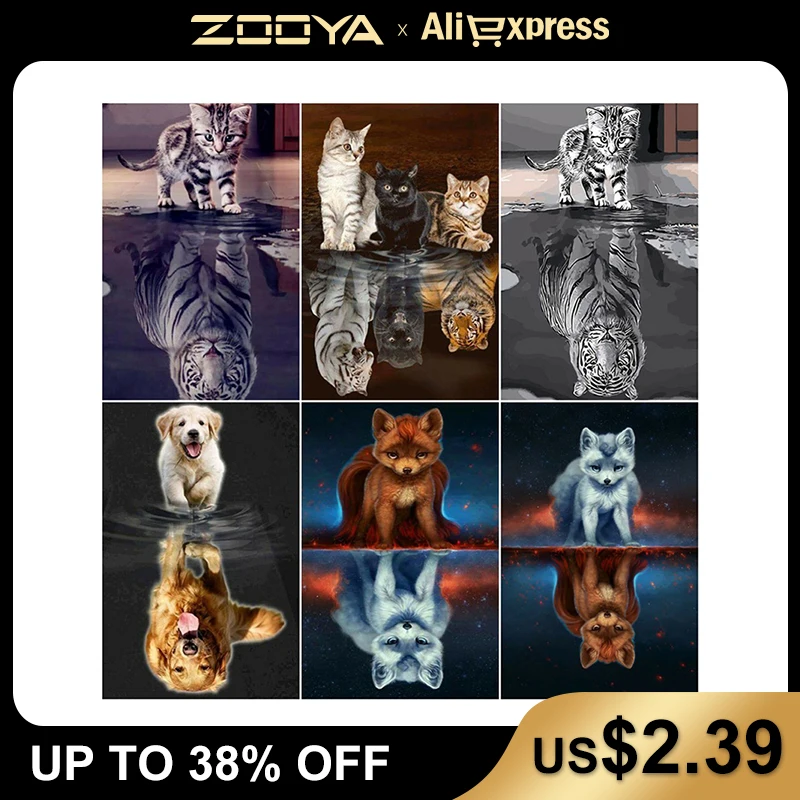 ZOOYA Алмазная картина кошка тигр полный квадратный Круглый Алмаз вышивка кошки