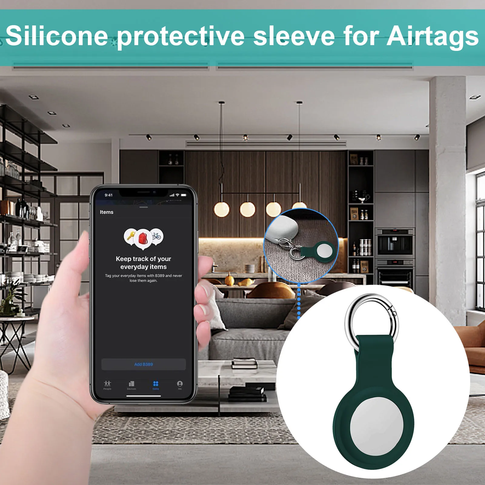 

Anti-scratch Anti-fall Silicone Protective Case Shell For AirTags Silicone Protector Cover With Keychain For AirTags Shockproof