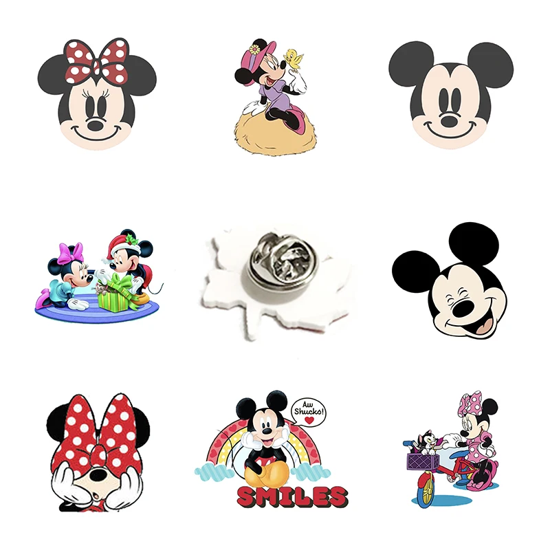 Модная заколка для лацканов с изображением Микки и Минни из мультфильма |
