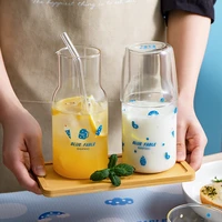 two piece glass water cup 500ml plus 275ml water cup home restaurant fashionable convenient fruit tea juice milk cold drink cup