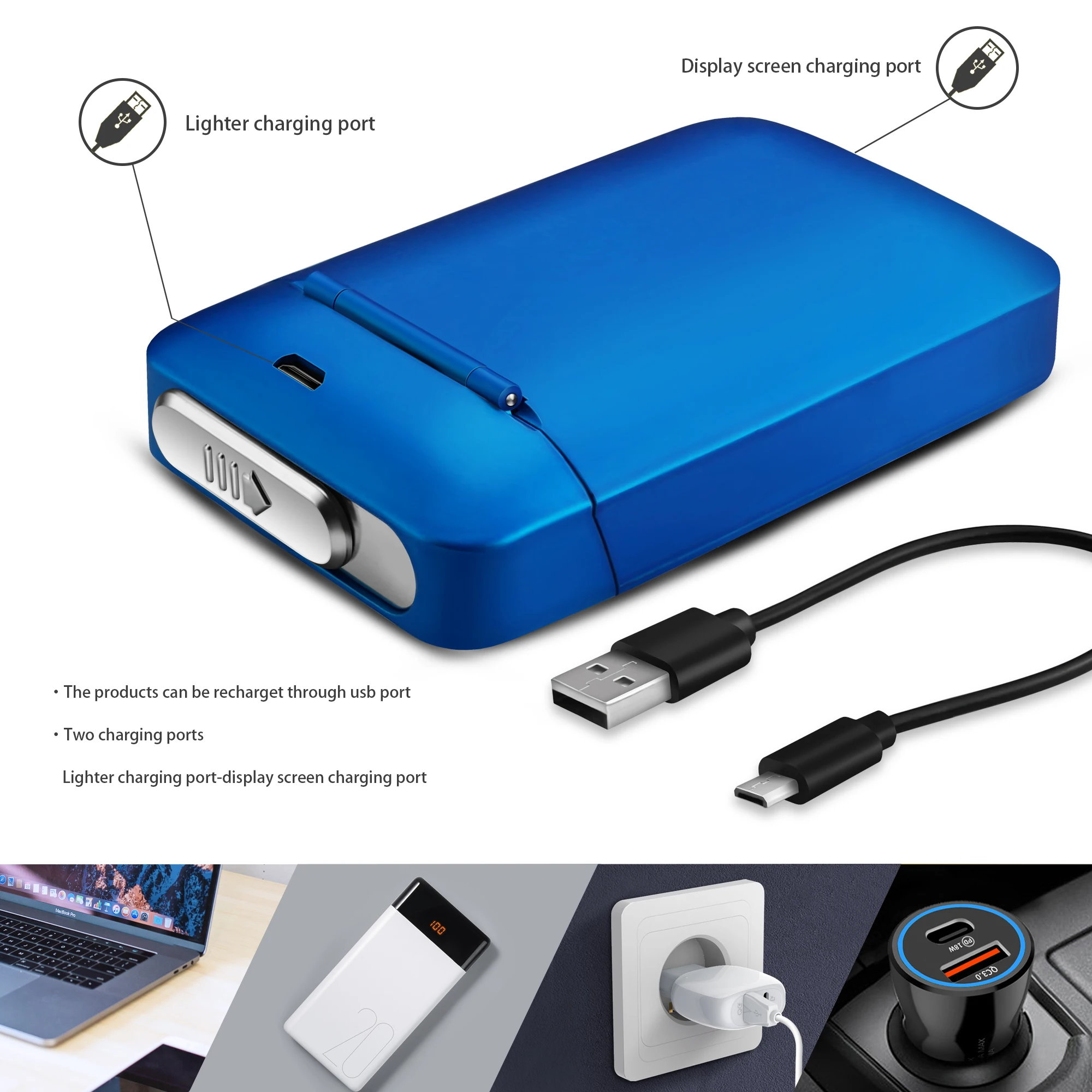 Зажигалка аккумуляторная 19 шт. с USB-разъемом чехол для сигарет держатель табака |