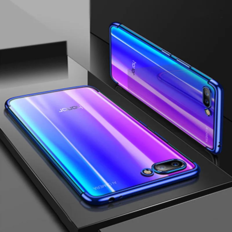 Blue Чехол с металлическим эффектом для Honor 10 светильник 9 Lite Honor 8 Pro 7A 7C 6C Примечание 10 играть мягкий TPU чехол для Honor 8X 7X 8A вид 20 10 Lite - Цвет: Blue