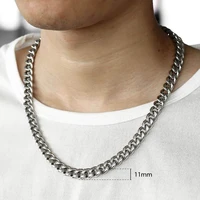 davieslee 6911mm cuban link chain men gold black silver color stainless steel long big chain necklace fashion jewelry knm174a