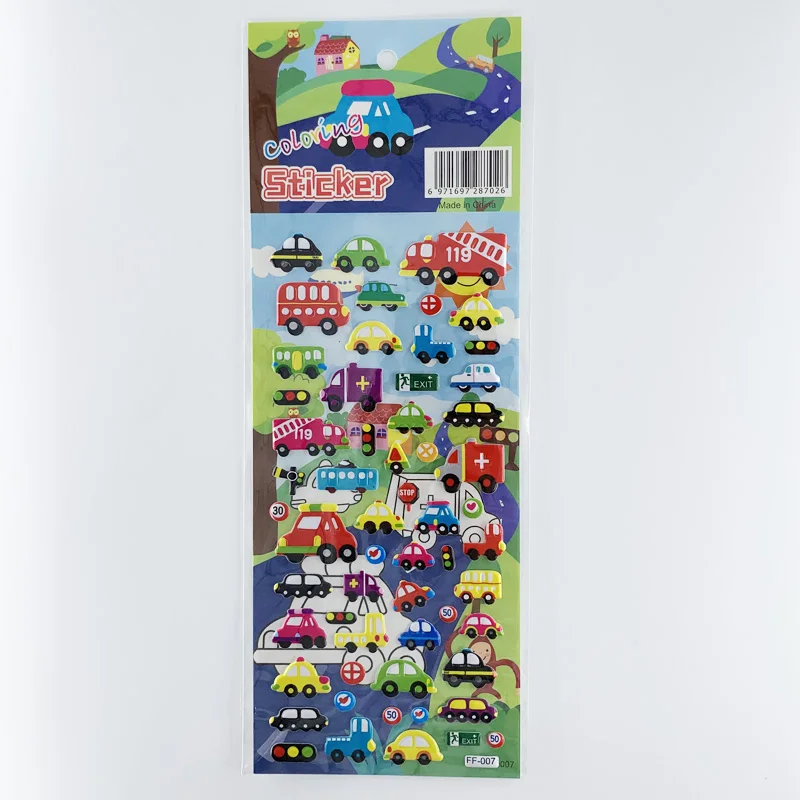 4 листа/уп наклейки для ногтей комплект с изображением мультяшного автомобиля