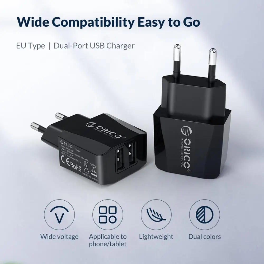 Зарядное устройство ORICO с 2 USB-портами и поддержкой быстрой зарядки | Мобильные