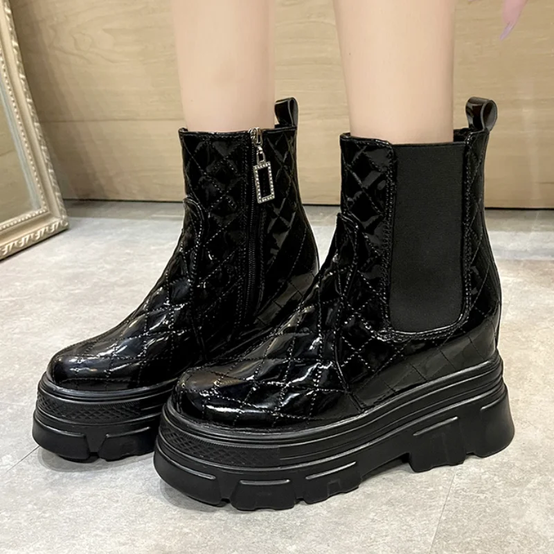 

2021 Hot New Women's Boots Fashion Brand Design Women Shoes Wedges Platform High Heels Height Increase Ladies Shoes Ankle Boots