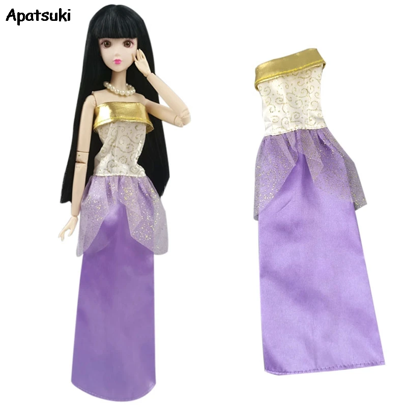

Gold Purple Lace Dresses For Barbie Doll Clothes Evening Party Gown Dress For Barbie Outfits Dolls Accessories Kids & Baby Toys