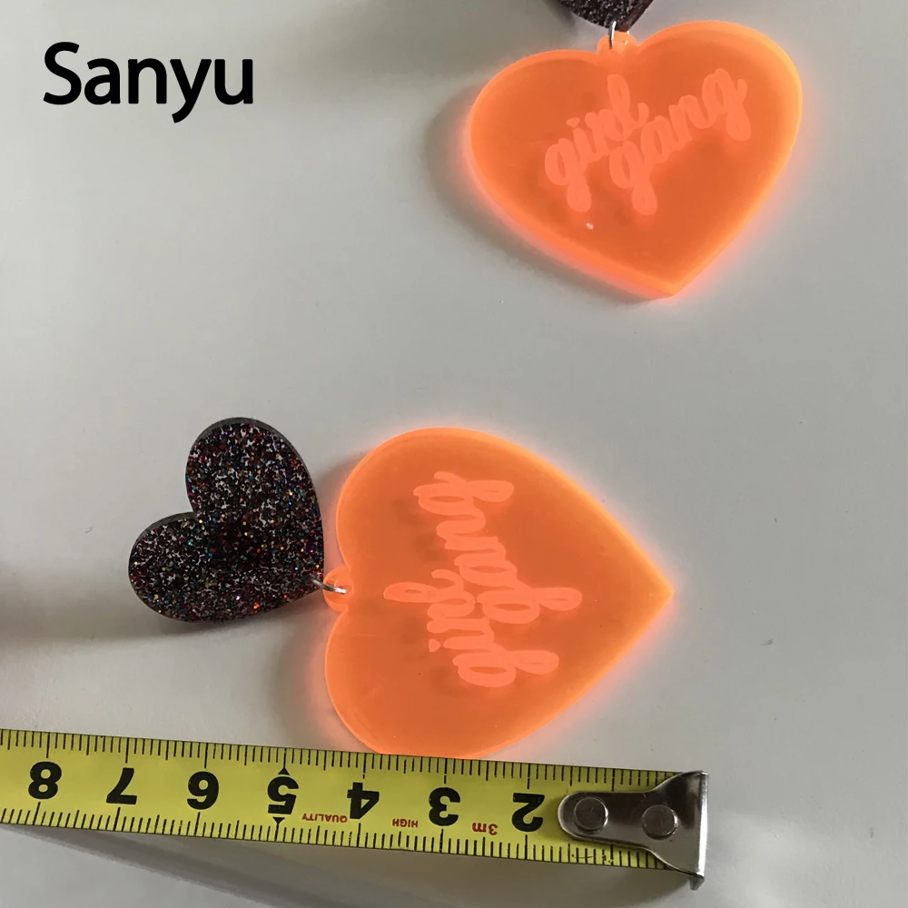 Модные Акриловые серьги с двойными сердцами панковские оранжевые подвески для