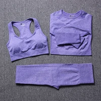 running sports yoga three piece seamless bra sleeveless long sleeved trousers tight fitting riding fitness summer and autumn