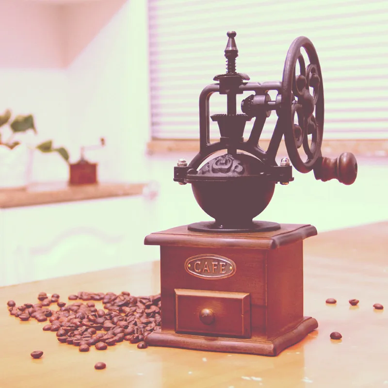 Винтажная ручная кофемолка портативная ретро мельница для перца зерновая
