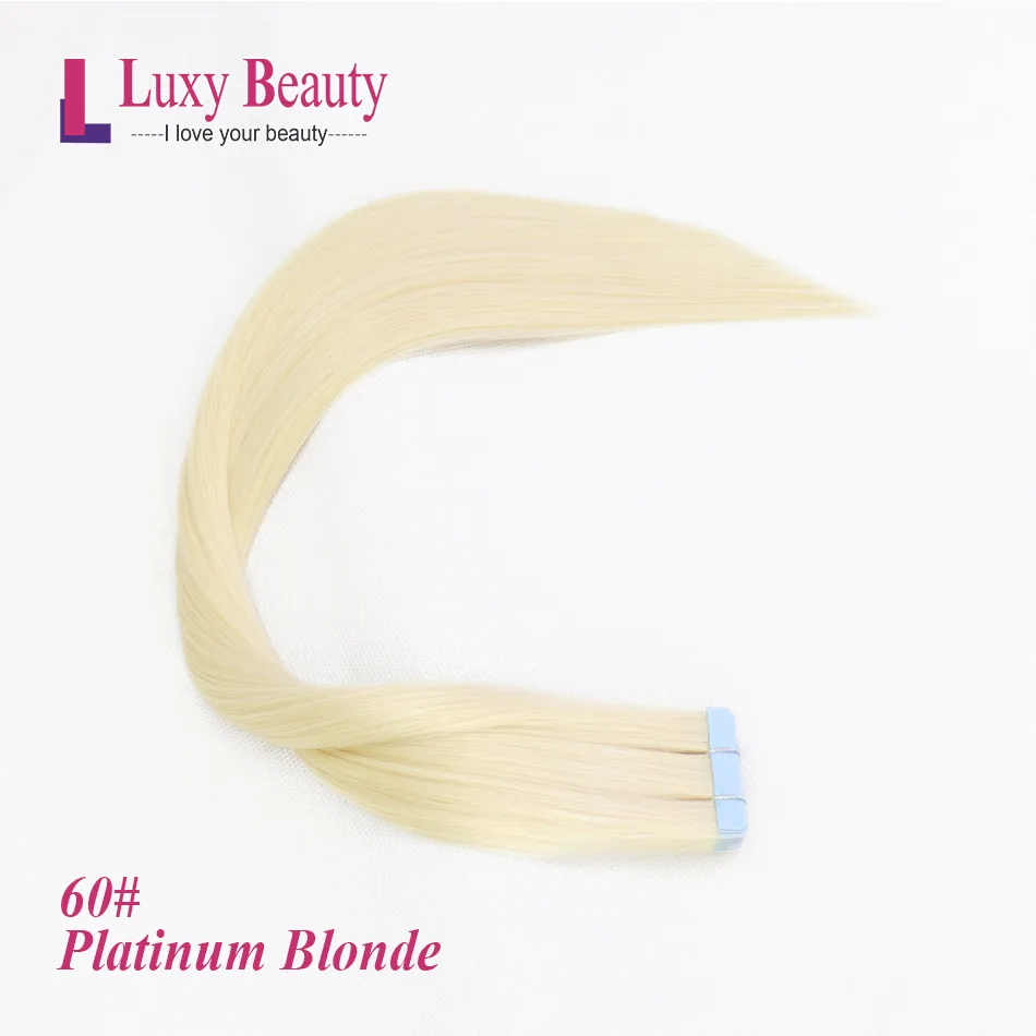 #60 Lucybeauty лента для наращивания волос человеческие волосы Remy Прямые двухсторонние волосы на клейкой основе 1"-22" 1,5 г/шт - Цвет: #60