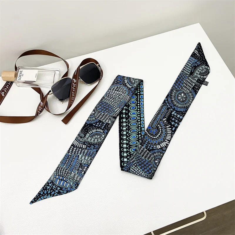 

Luxury Brand Bag Scarf Women Twill Silk Scarf Skinny Scarves Ladies Cashew Nuts Design Wrist Towel Foulard Neckerchief Headband