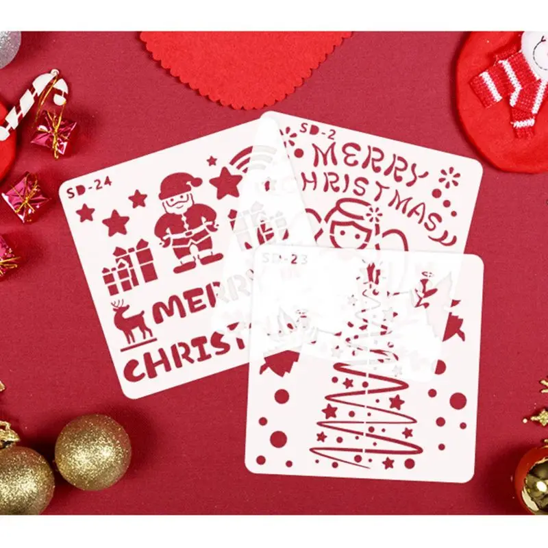 

24pcs/set DIY Christmas Drawing Stencil Templates Embossing Paper Card Painting 1XCB