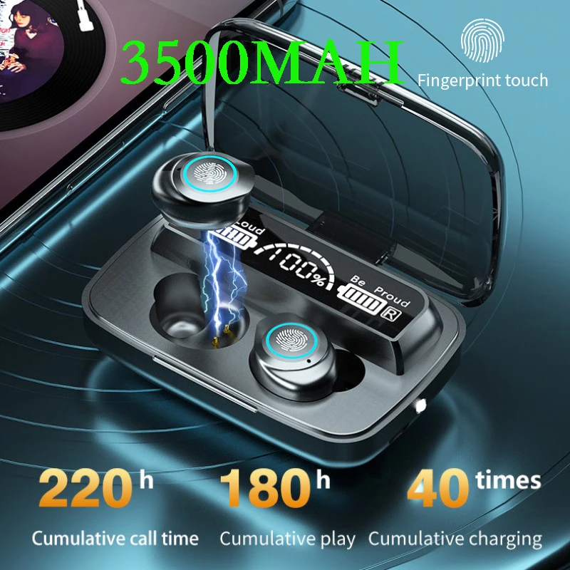Новые беспроводные наушники 3500 мАч Bluetooth со светодиодный ным дисплеем спортивные