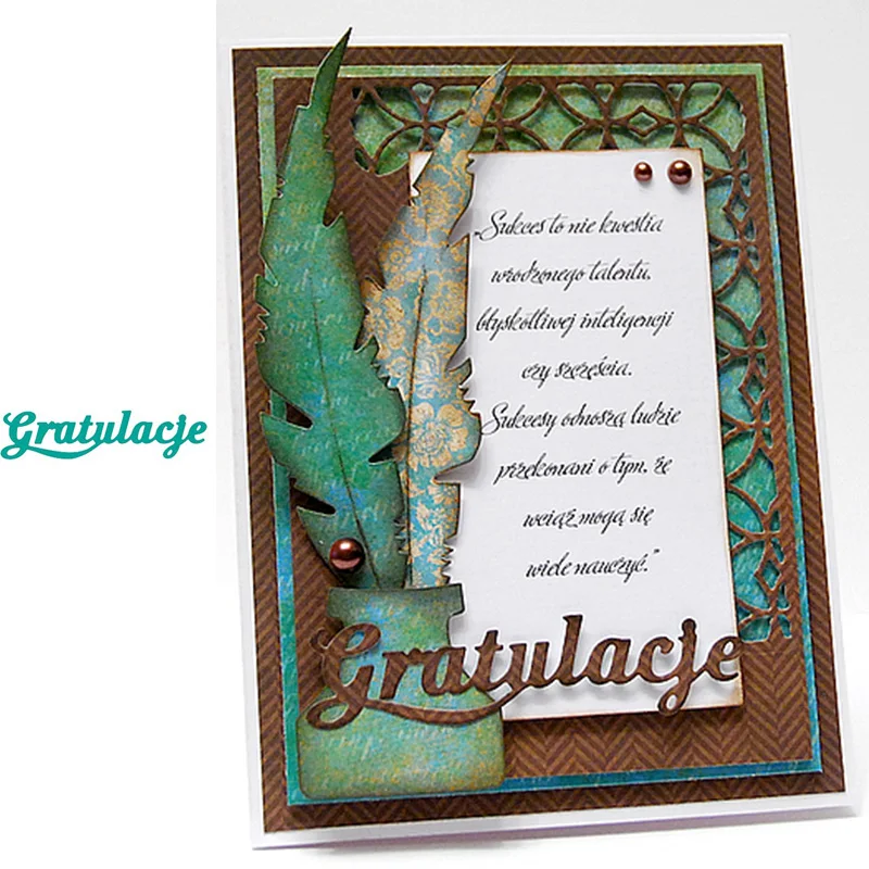 Congratulations Polish Word Shape Metal Cutting dies Scrapbook Album Handcrafts Embossing DIY Paper card Making Models Stencils | Дом и сад