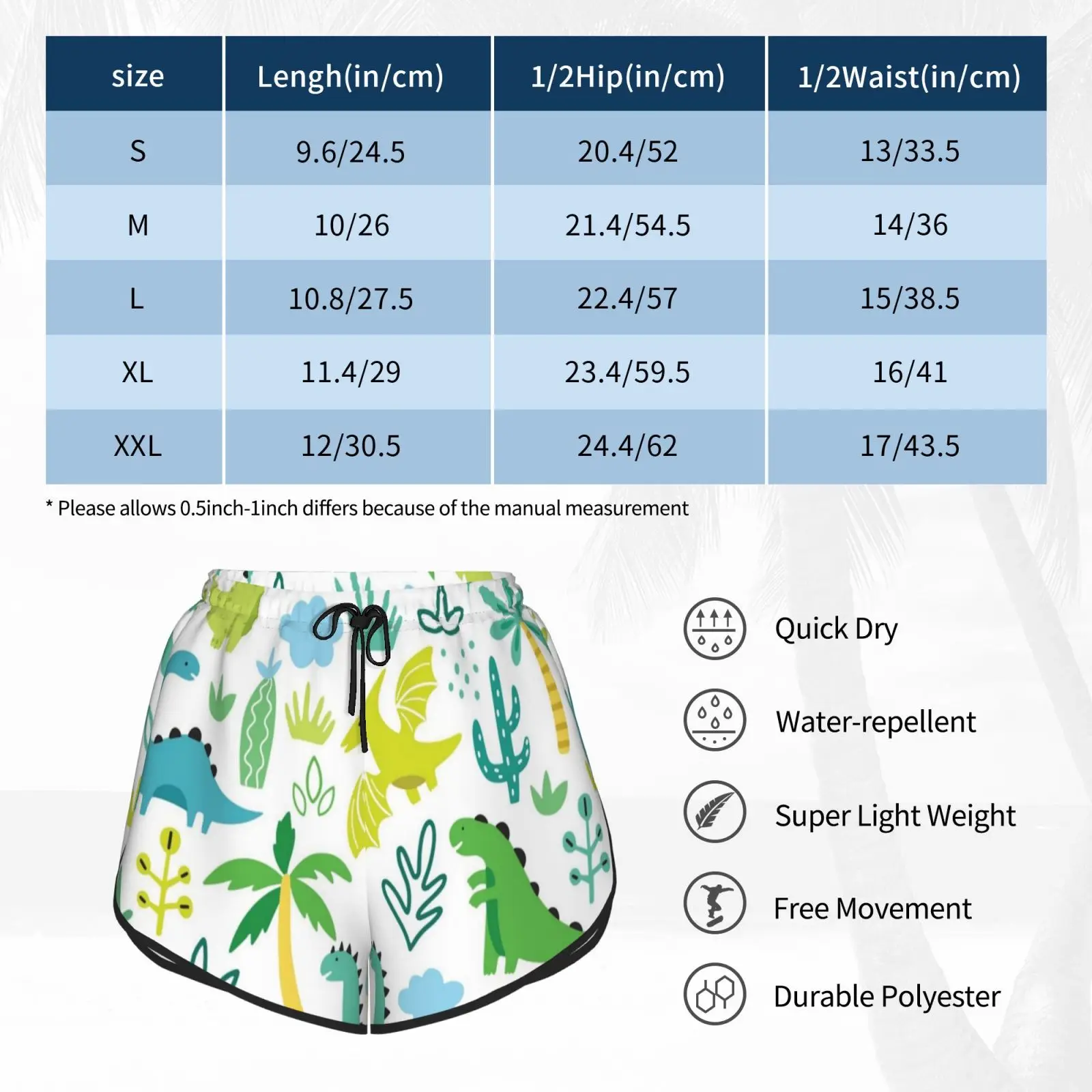 

Dinosaur Swim Shorts Quick Dry Women Beach Short Dinosaur Wild Jurrasic Kids Pattern Seamless Cool Cartoon Fun Funny Happy