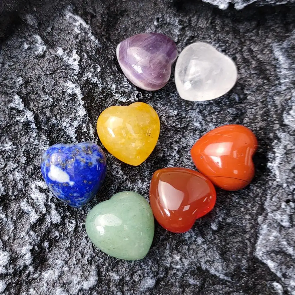 

Natural Crystal 7 Chakras Hearts Energy Stone Amethyst Lapis Clear Quartz Heart Healing Meditation Gemstone Polished Ornaments
