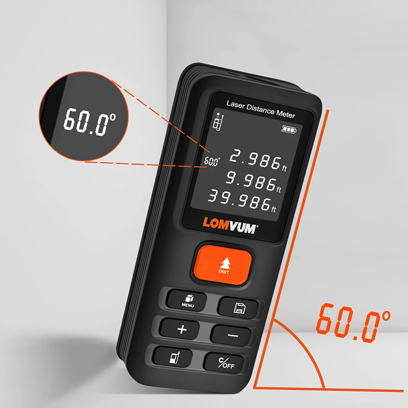 New Digital Tilt Laser Distance Meter 70m 120m Handheld Rangefinder Electronic Leveling Angle Finder 99 Sets Data Tape LOMVUM |