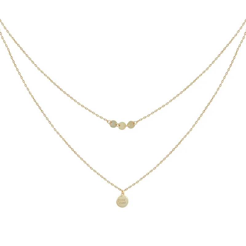 

Double-Layer Necklace 925 Sterling Silver Carved Letters Round Sequins Pendant Necklaces for Women Friends Fashion Jewelry Gifts