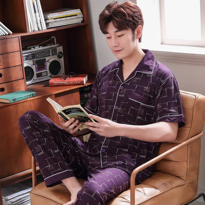 

Мужские трикотажные хлопковые пижамы, мужские пижамы, брюки с коротким рукавом, домашний сервис