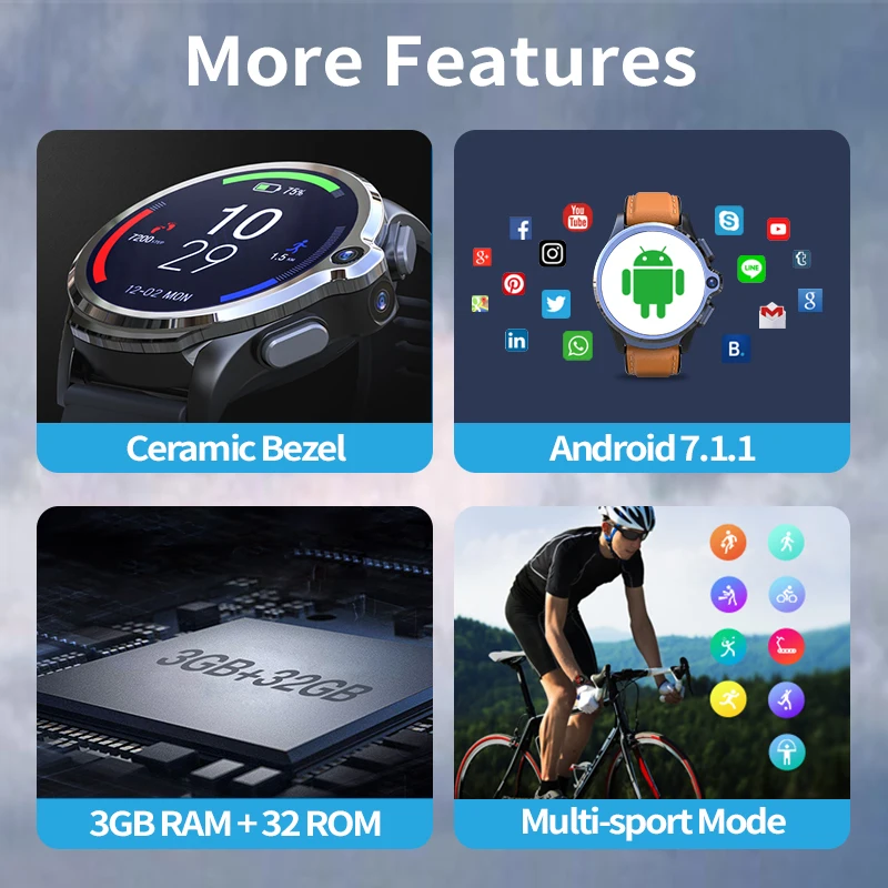 Мужские Смарт-часы KOSPET Prime 3 ГБ 32 4G Android Bluetooth двойная камера распознавание лица