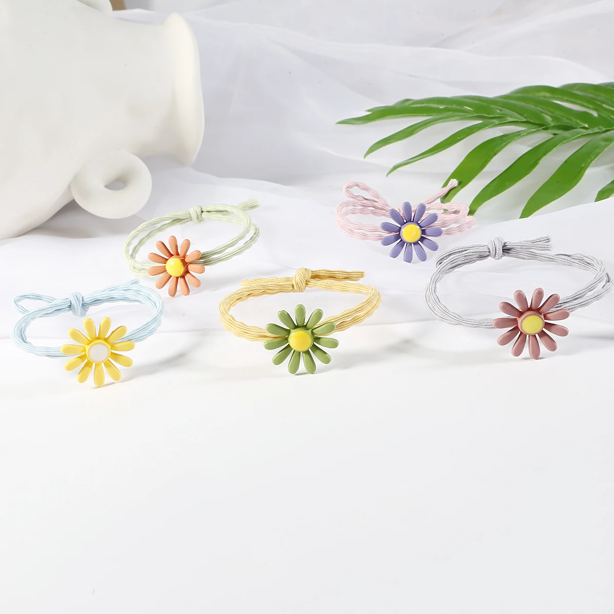 Набор колец для волос с маргаритками 1 шт./2 шт. канатная Резиновая лента кожаная