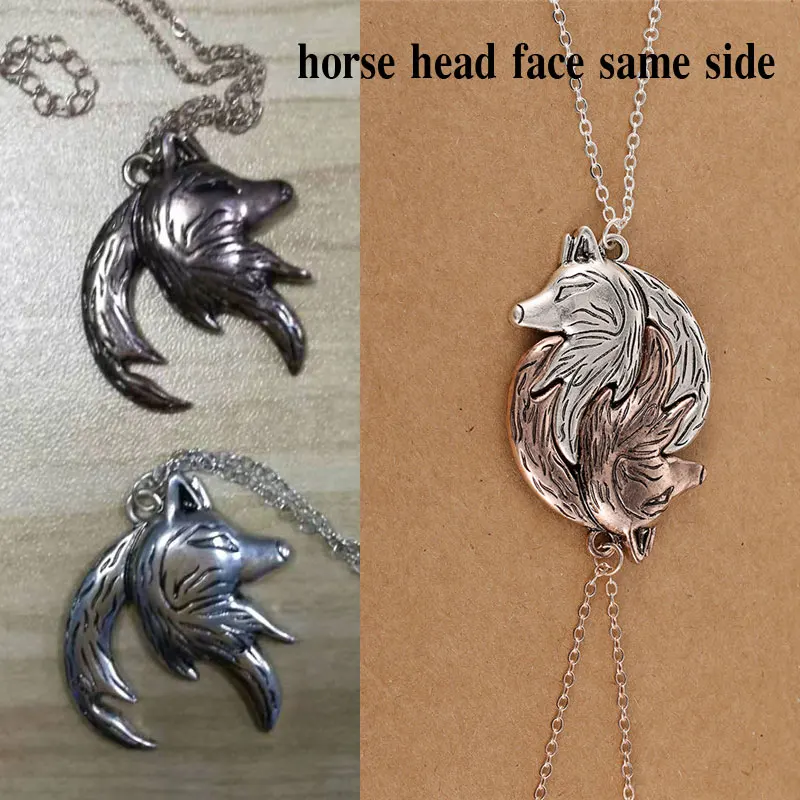 Длинное ожерелье с волчьей головой Янь Инь надписью Best Friends двойные ожерелья и