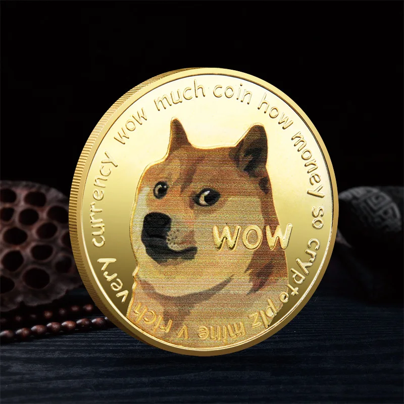 Dogecoin Золотая тарелка сувенирная монета криптовалюта 1 шт. модель Doge WOW искусство