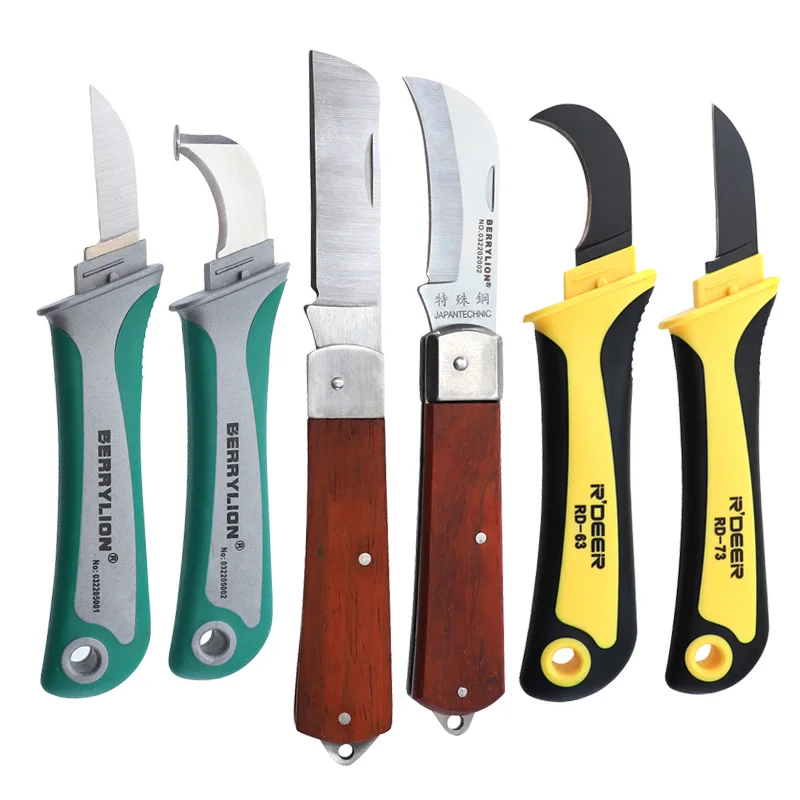 Прямой изогнутый нож электрика с острым краем для зачистки проволоки складной