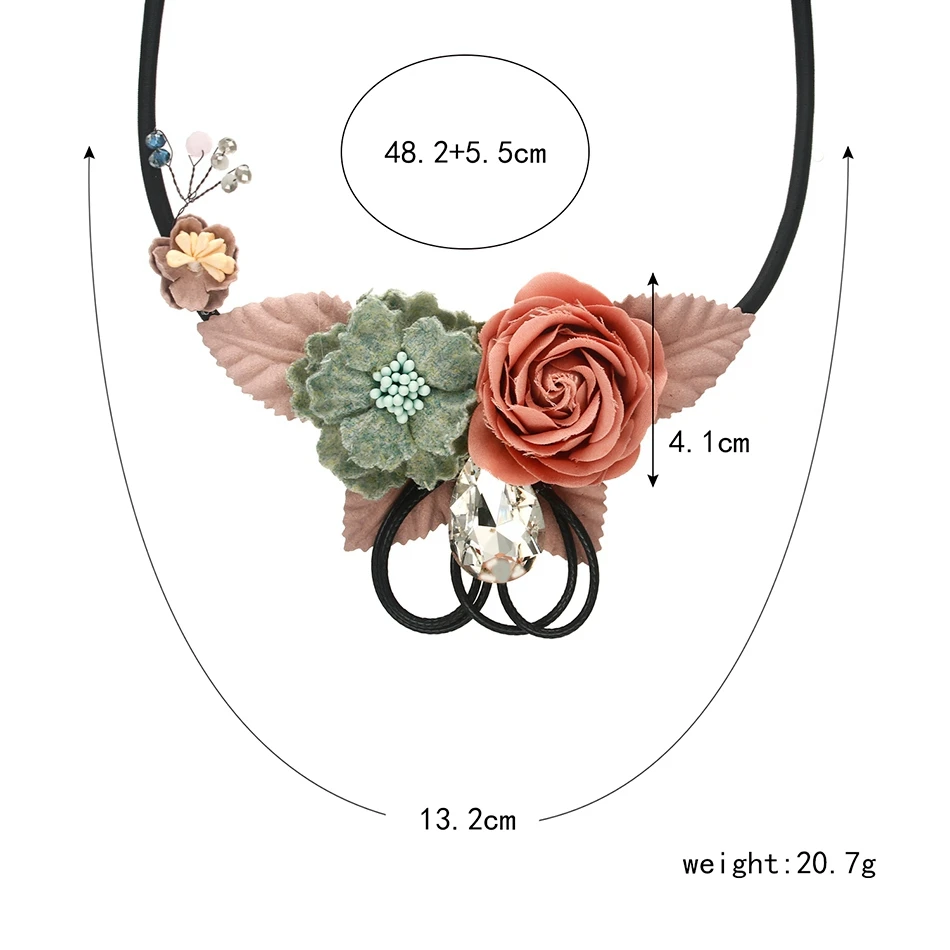 Женское трикотажное ожерелье с цветком и листком эффектные ожерелья подвески