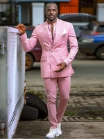 fashion style pink mens evening dress toast business suits customzie size groom tuxedos clothing jacketpantsbow tie ok994