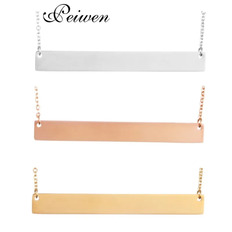 Персонализированные пустой бар кулон ожерелье цвета: золотистый серебристый