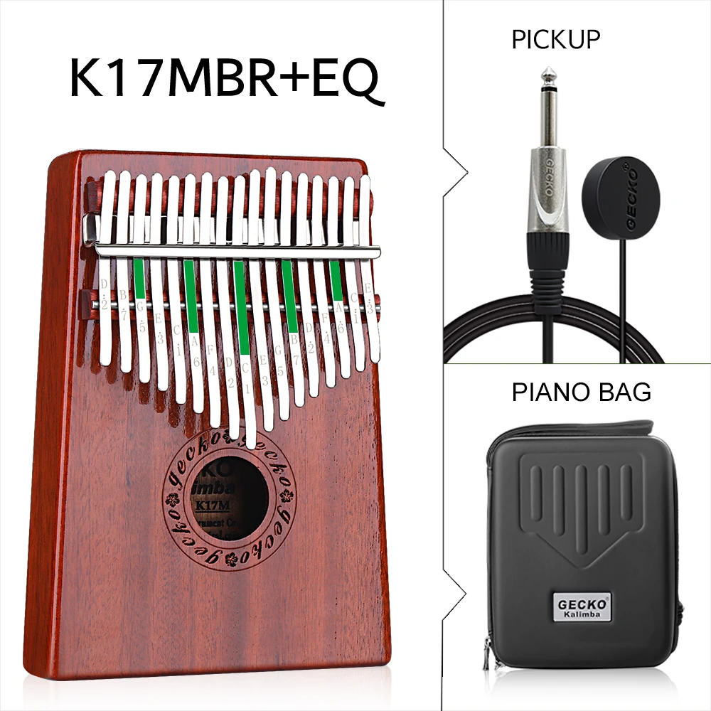 C tone GECKO Kalimba пианино с 17 клавишами для большого пальца со встроенным защитным