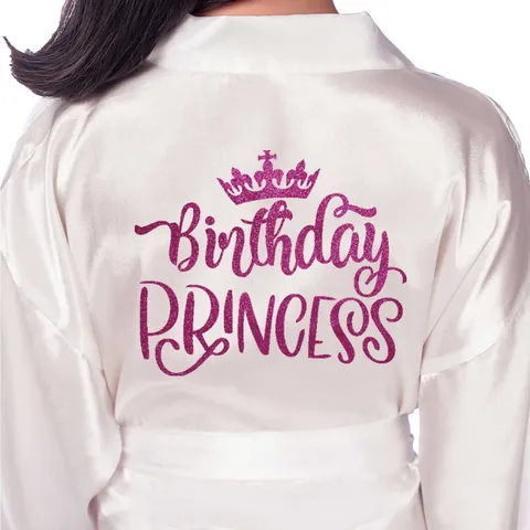 Халат принцессы на день рождения, одежда для сна для девочек на день рождения, атласная с золотыми/розовыми блестками для дня рождения, вечеринки, спа, выпускного вечера