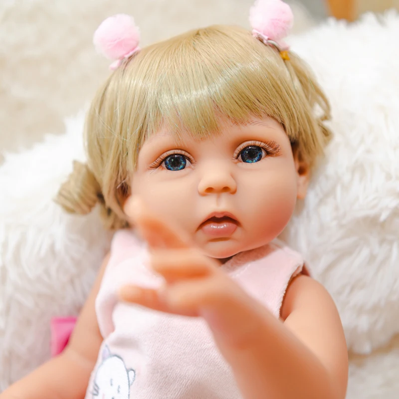 

48CM Reborn Full Body Silicone Baby with Blonde Hair Handmade Reborn Doll for Child Waterproof Toys for Girl Xmas Gift