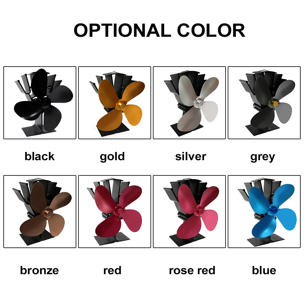 Тепловой автоматический вентилятор 4 Лопастной тепловой для печки камина