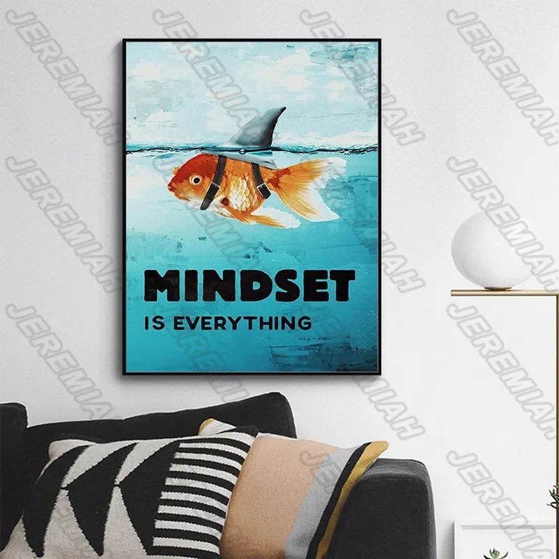 

Goldfish Letters Blue Sea Water Poster Nordic Style Wall Art Canvas Print Painting Modern Living Room Decoration